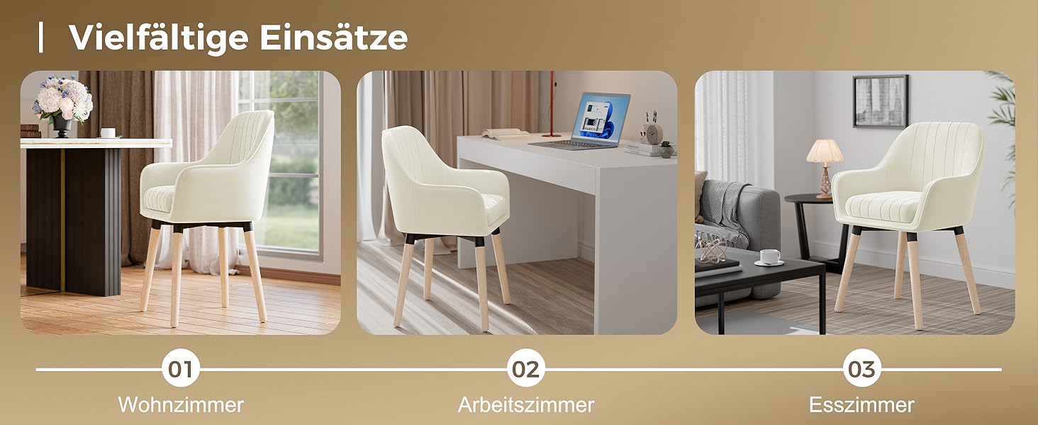 Крісла для їдальні ELUCHANG (2 шт), 360° обертання, товста подушка 10 см, високі підлокітники, сірий велюр, до 150 кг, для спальні, кухні, вітальні