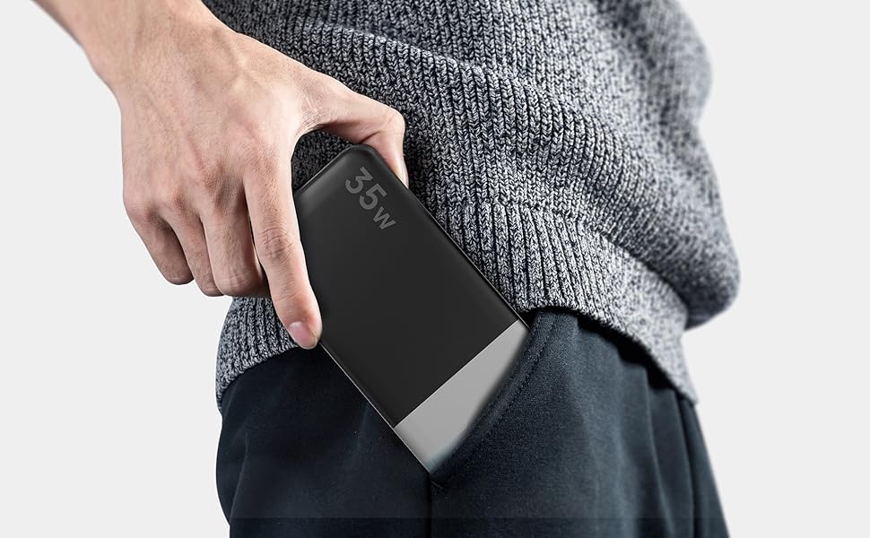 Power Bank NOBIS 35W 10000mAh з цифровим дисплеєм, USB-C, PD, QC, для смартфонів, планшетів, камер (Чорний)