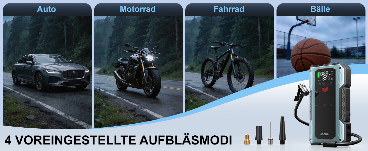 Бустер для авто Starthilfe Powerbank 6000A: пусковий пристрій з компресором 150 PSI, 12V для бензинових (до 9л) та дизельних (до 7.5л) двигунів, синій