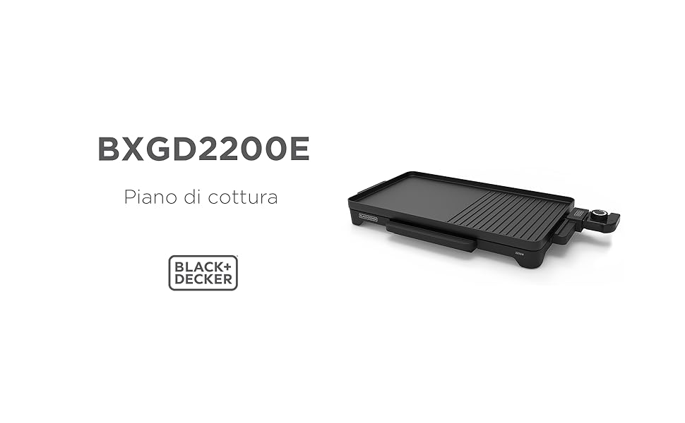 Електричний гриль-планка BLACK+DECKER BXGB2200E 2200W з регулюванням температури та антипригарним покриттям