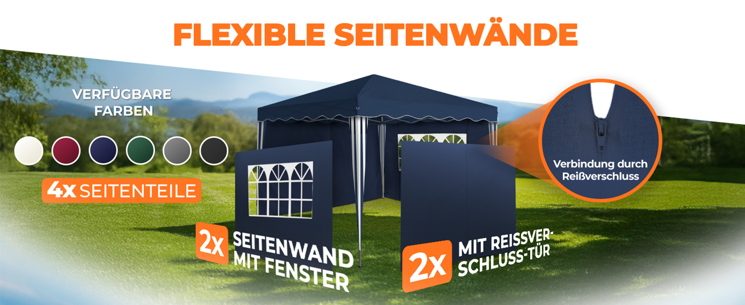 Павільйон Kronenburg Faltpavillon 3x3 м, водонепроникний, UV захист 50+, з 4 боковими частинами, колір шампань