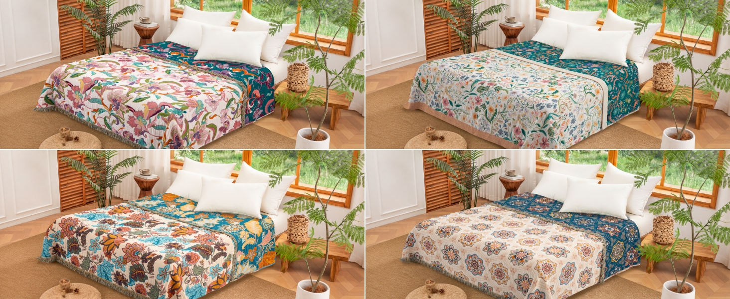 Преміум бавовняна покривало-плед Boho з мусліну 200x230 см, двостороння диванна ковдра з принтом метелики, дихаюча та м'яка для вітальні та спальні
