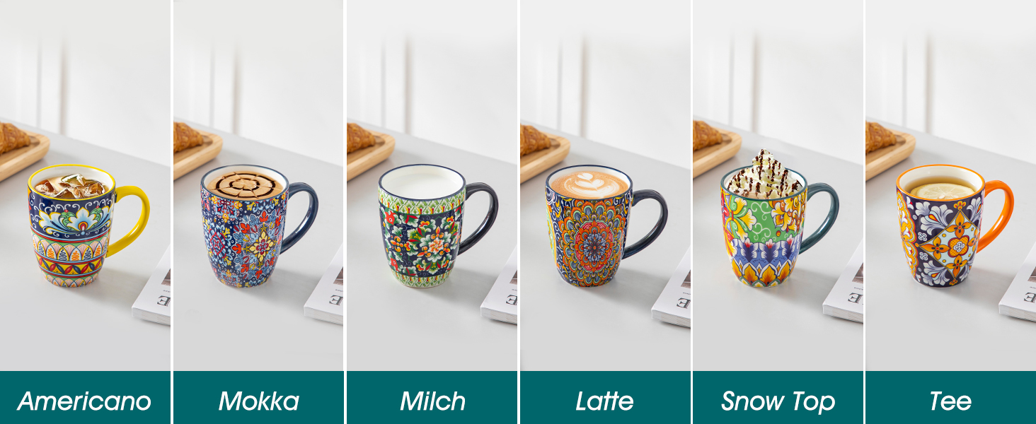 Набір кавових чашок Vancasso 6 шт. SIMI, 360 мл, порцеляна, чайний сервіз на 6 осіб