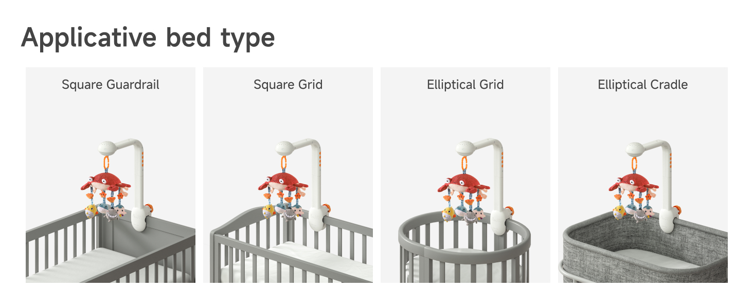 Мобіль для дитячої кроватки TUMAMA: музика, нічник, м'які іграшки, для немовлят 0-9 місяців