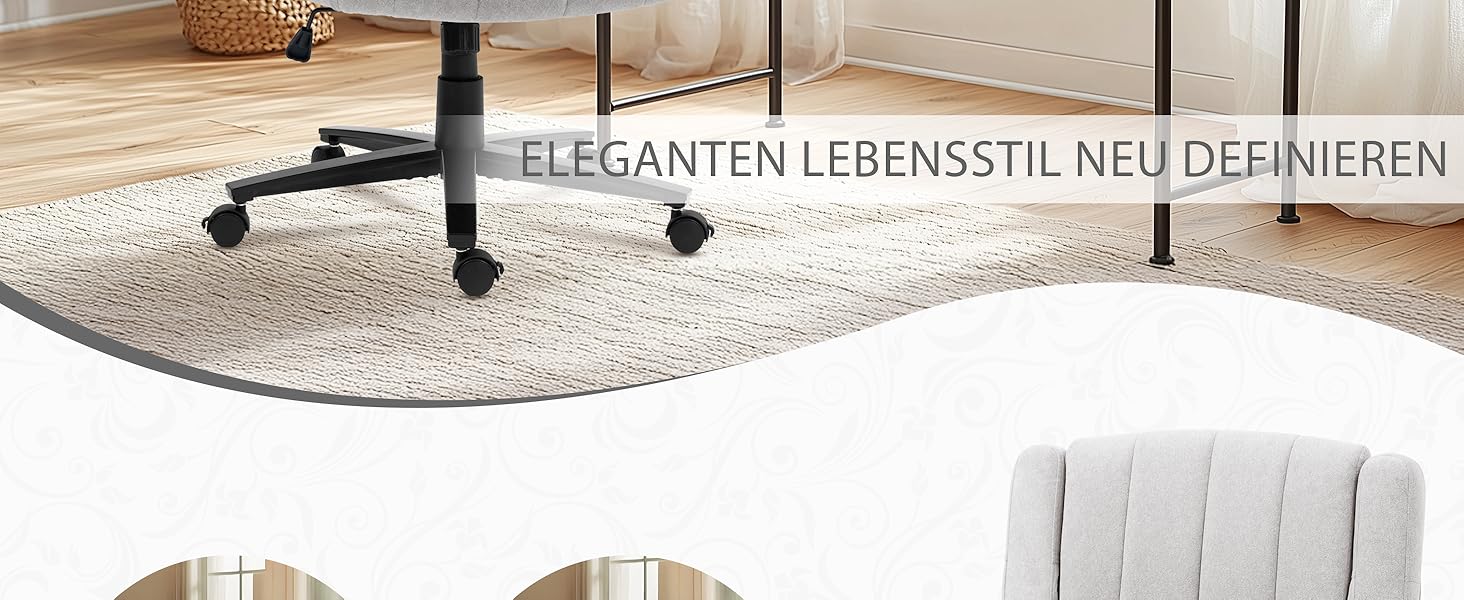 Крісло Vigosit Criss Cross з колесами, регульована ширина підлокітників, антиковзаюча тканина, комфортне сидіння, сучасний стиль, поворотне крісло для дому, туалетного столика, офісу (Сірий)