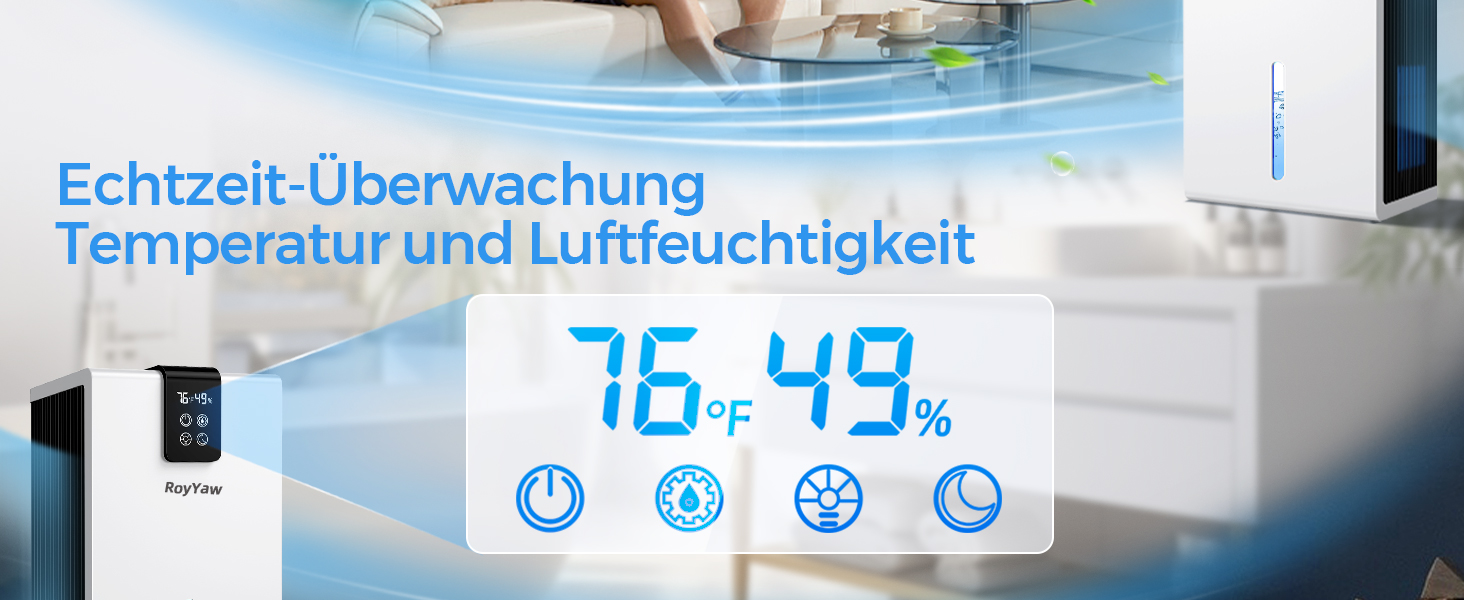 Електричний осушувач повітря, тихий, 2700 мл, LED дисплей, автоматичне відтавання, режим сну, проти вологи та плісняви, для спальні/ванної кімнати, білий