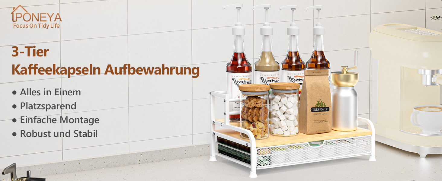 Трирівневий органайзер для капсул кави Dolce Gusto/Nespresso/Cafissimo з шухлядою (35 капсул)