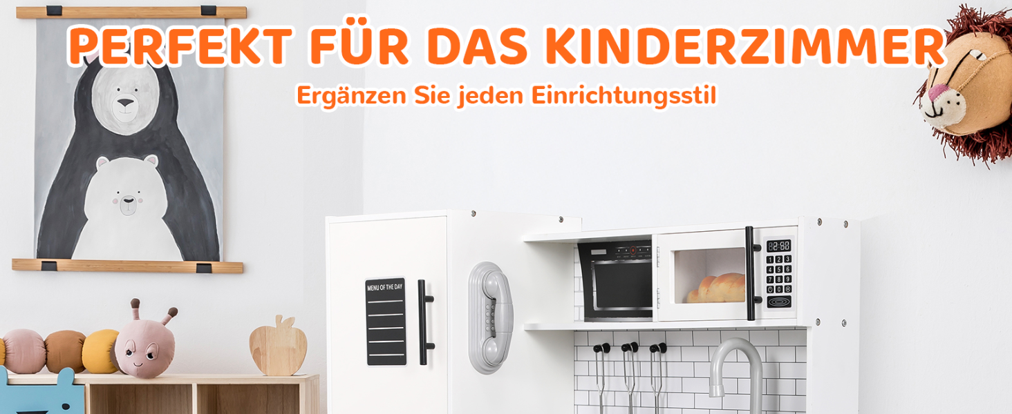 Дерев'яна дитяча кухня MAMIZO з підсвіткою та звуком, 82x80x25 см. Комплект іграшок для дітей від 3 років, біла