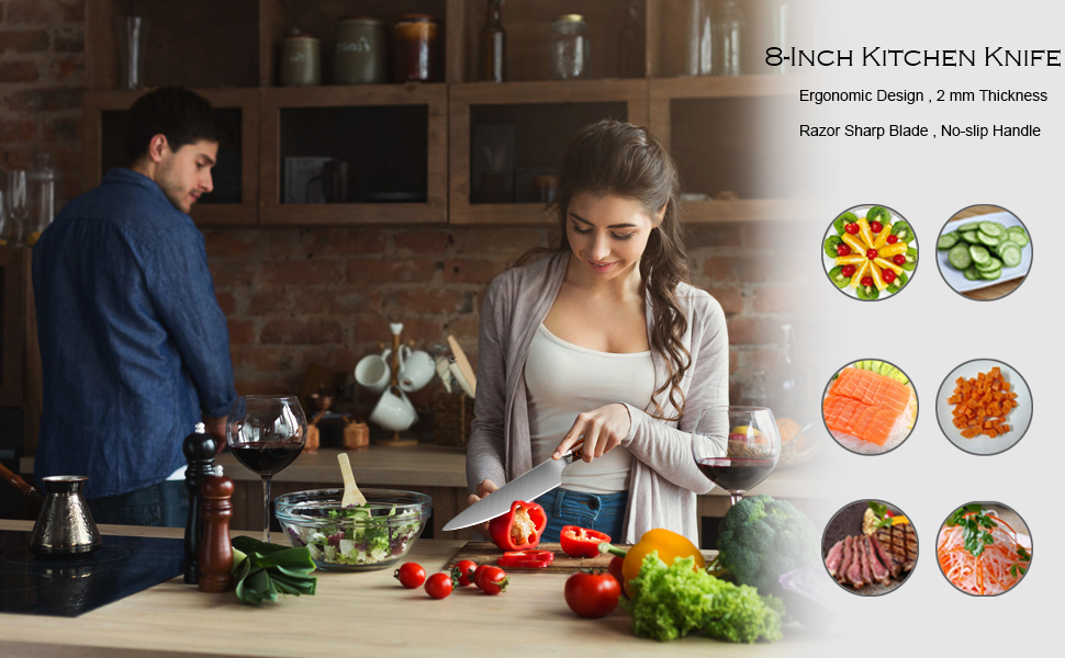 Професійний ніж для кухні Nakiri, 7 дюймів, ніж-сіка, з високоякісної нержавіючої сталі, гостре лезо для кухні та ресторану