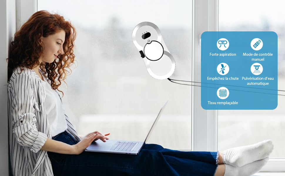 Електричний робот-миття вікон Rooter 5600Pa з автоматичним подачею води та інтелектуальною розпізнаванням країв, для внутрішніх та зовнішніх вікон, 10 мікрофібрових серветок