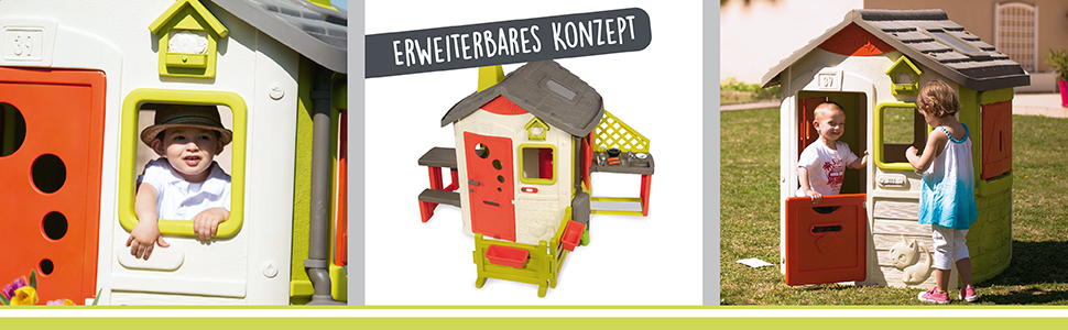 Дитячий будиночок Smoby Life Jura Lodge (115x123x132 см) з переробленого пластику - вуличний будиночок для дітей з годівницею для птахів, для саду та тераси, від 2 років