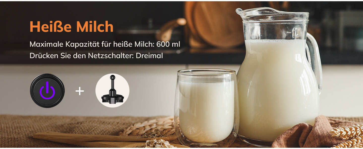 Електричний піноутворювач для молока Morpilot 4-в-1, 550W, 600мл, чорний