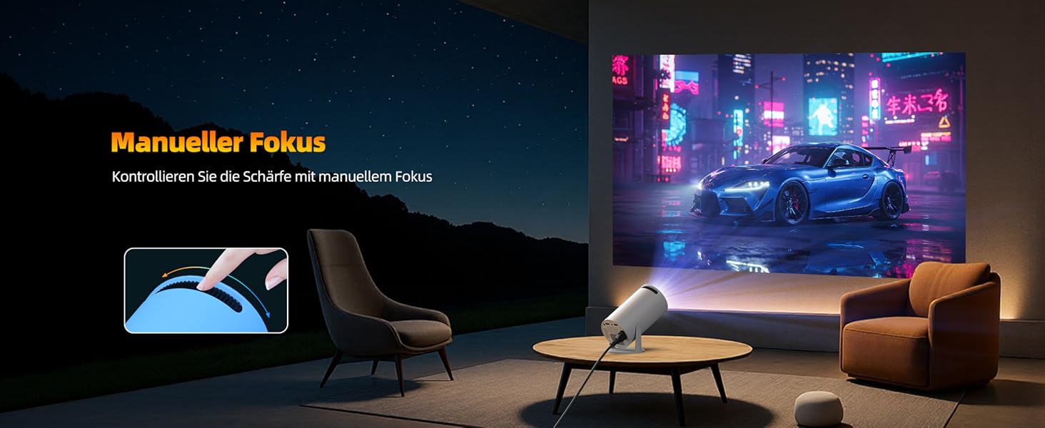 Портативний проєктор Mini Beamer 4K з WiFi6, Bluetooth 5.0 та Android 11.0. Підтримка HDMI, USB, Laptop для домашнього кінотеатру. Автоматичне вирівнювання зображення