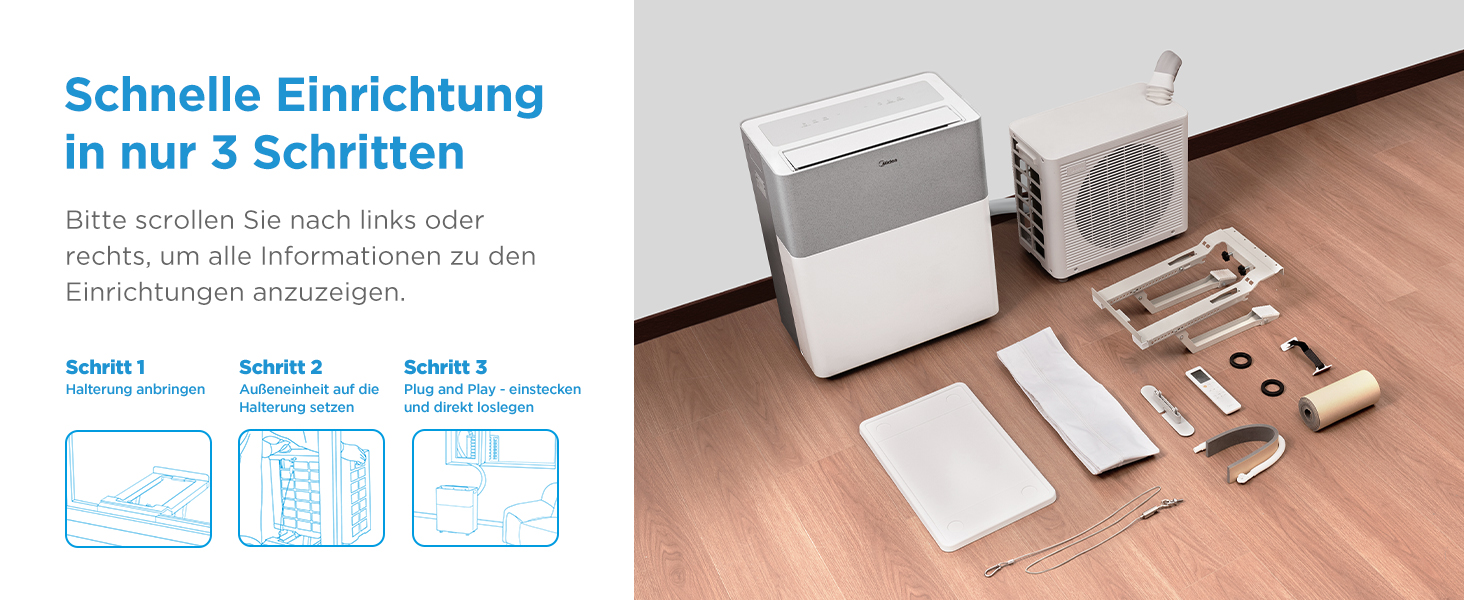 Мобільний кондиціонер Midea PortaSplit-E 12000 BTU (3.5 кВт), охолодження A++/обігрів A+, персиковий, до 42 м² - тихий режим 39 дБ