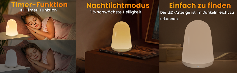 Шини Touch Dimmable LED нічник, 256 RGB, USB, таймер, бездротовий для дитячої кімнати