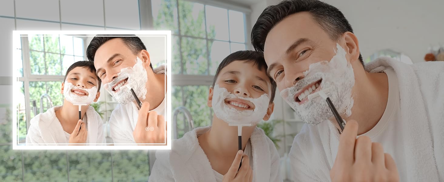 Дзеркало для ванної кімнати SONNI з підсвічуванням 80x60 см, 3 кольори світла, проти запотівання, LED, сенсорна кнопка, годинник, температура, 3-кратне збільшення