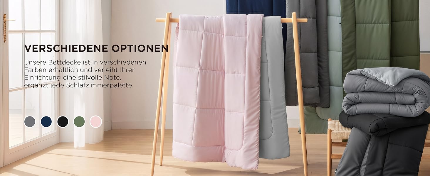 BEDSURE Ковдра постійна 240x220 см - тепла, двостороння, для алергіків, сіра/світло-сіра, 300 GSM