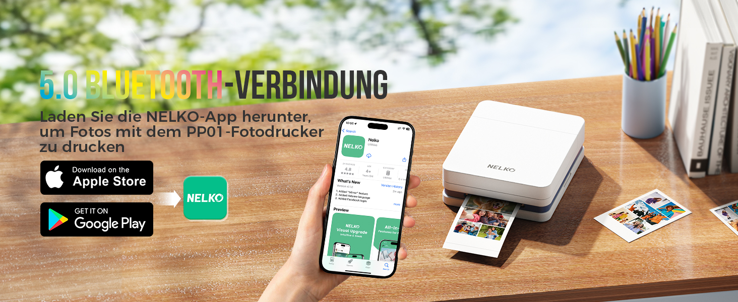 Портативний міні-принтер Nelko PP01 для фотографій з телефону. 20 листів паперу, принтер-наклейка, для iOS & Android, білий