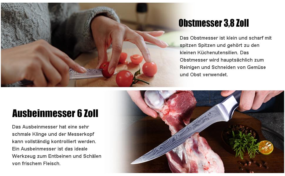 Набір кухонних ножів Chefhoablorn 15-TLG: професійний набір з нержавіючої сталі, 7 шт. (блок ножів)