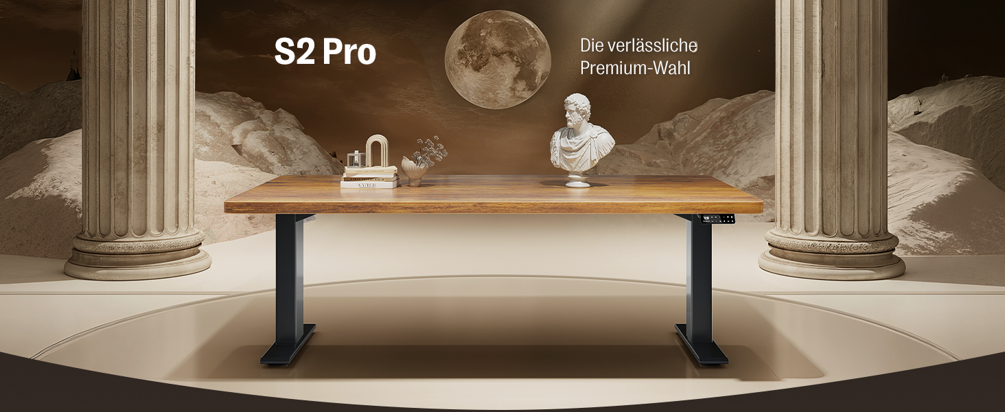 Електричний підйомний стіл для роботи MAIDeSITe S2 Pro (160x80 см), регульований по висоті письмовий стіл з двома моторами, чорний каркас та стільниця кольору вінтажний коричневий