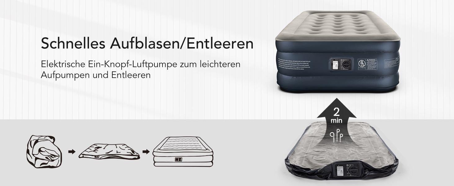 Надувний матрац iDOO самонадувний, 2 персони, з електричним насосом, для кемпінгу, 152x203x46 см, 295 кг