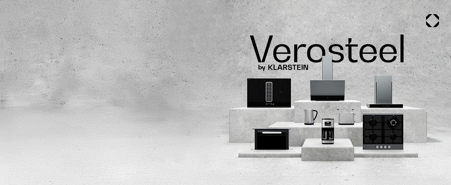Витяжка кухонна Klarstein Verosteel 60 см, сталь та скло, продуктивність 624 м³/h, клас енергоефективності A++, сенсорне керування, LED-підсвітка