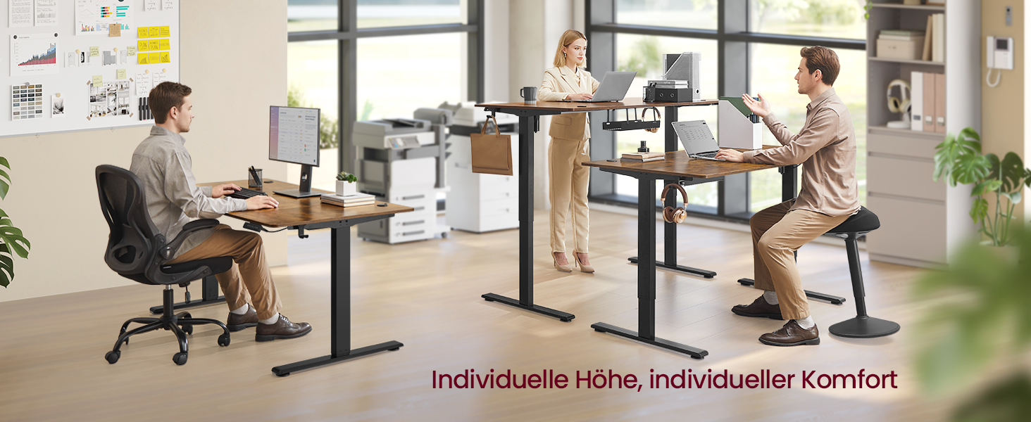 Стол для роботи VASAGLE з регулюванням висоти, USB-C, підставка для розеток, стоячий стіл, нагадування про перерви, 3 пам'яті, 180x80 см, Vintage Brown