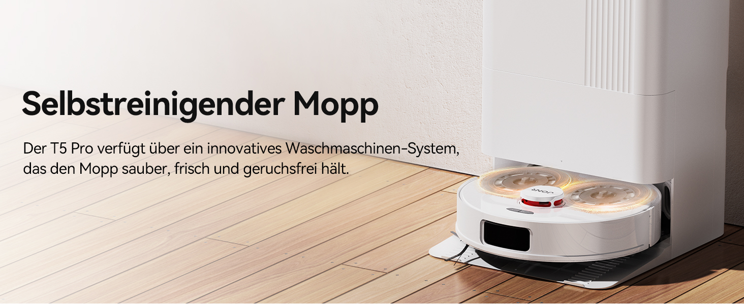 Робот-пилосос JONR T5 Pro з функцією миття, 8150Pa потужність всмоктування, сушка гарячим повітрям, антизаплутана бокова щітка, уникнення перешкод, LiDAR-навігація, док-станція All-in-One