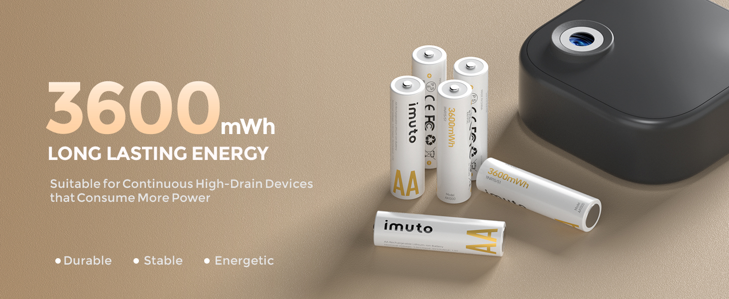 Набір акумуляторів imuto AA 1.5V 3600mWh (8 шт.) з LED зарядним пристроєм для швидкого заряджання, для цифрових камер, іграшок та електроніки