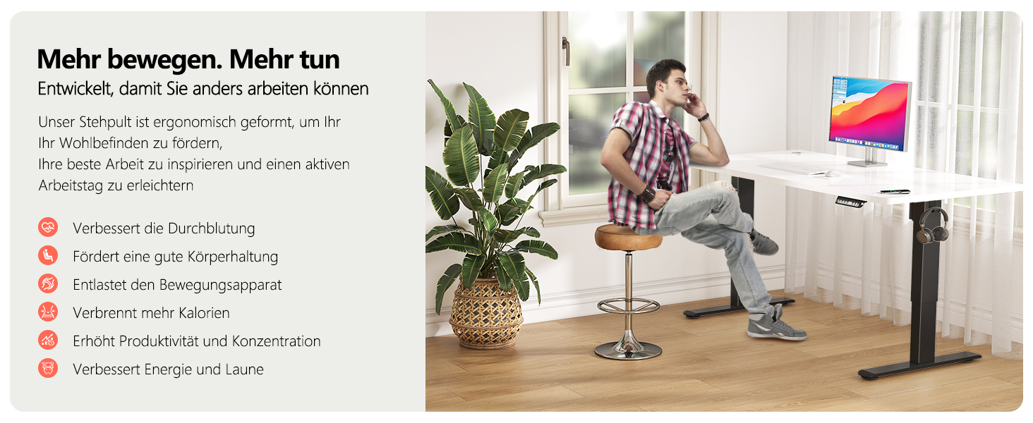 Регульований стіл Flamaker: електричний, з пам'яттю, для офісу, 180x80 см, коричневий