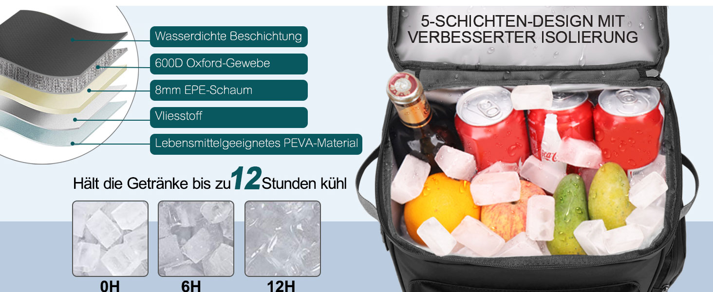 Терморюкзак охолоджуючий, 30L, водонепроникний, для пікніка, пляжу, кемпінгу, відпочинку на природі (зелений/чорний)