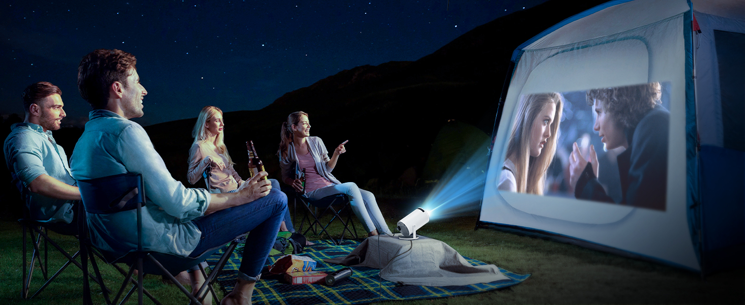 Портативний проєктор Mini Beamer 4K з підтримкою WiFi 6 та Bluetooth 5.4. Підходить для Android 11, HDMI, TV Stick, Laptop. Автоматичне регулювання Keystone, обертання 360°. Модель HY300PRO