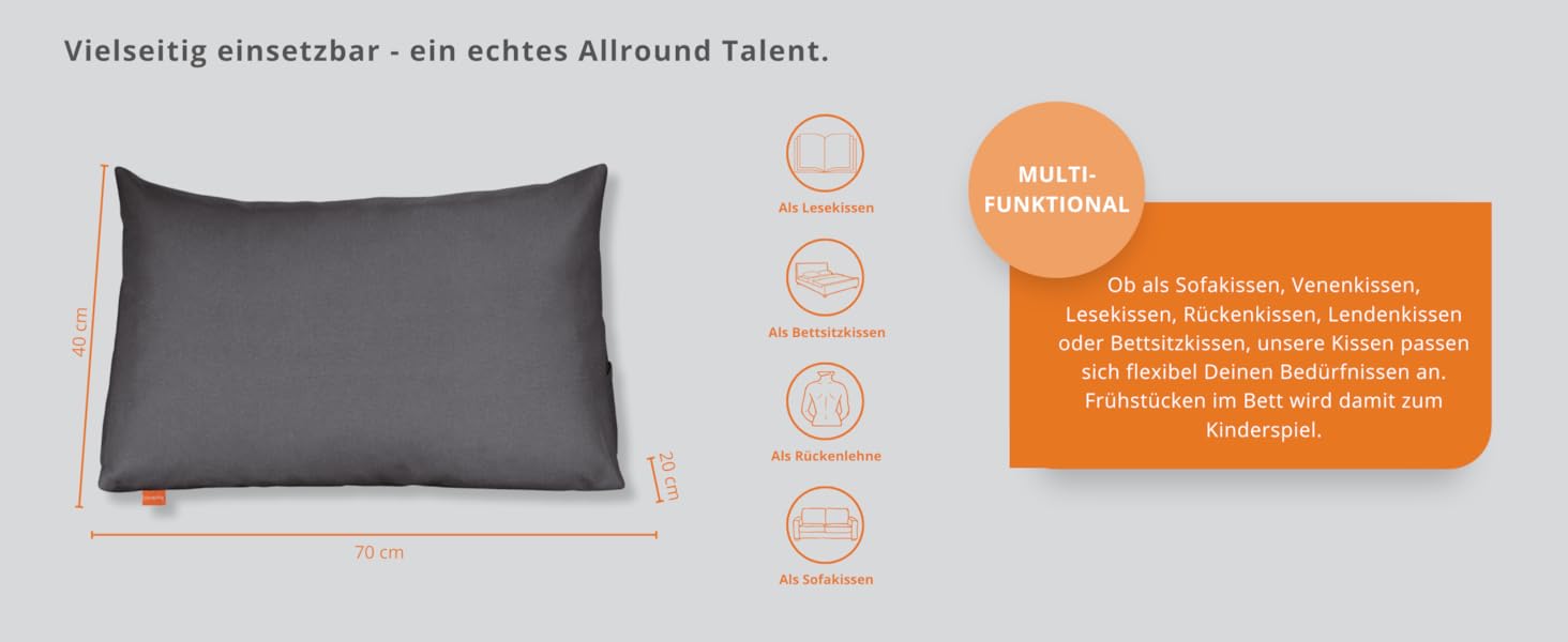 Подушка для спини в ліжко та на диван sleepling з вельвету, велика кліноподібна подушка для читання та підтримки попереку з бічною кишенею, знімний чохол, темно-сіра, 70x40x20 см