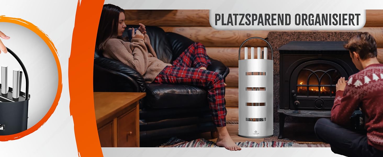 Набір для каміну KESSER® 5 предметів | Сучасний дизайн, з покриттям, з нержавіючої сталі, антрацит