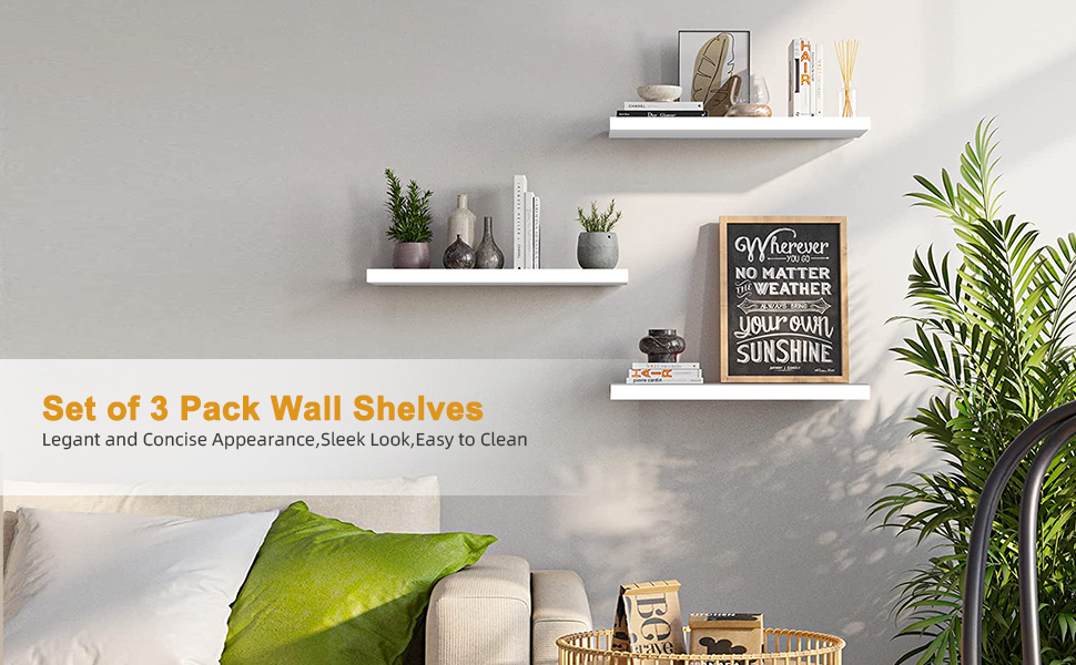 Набір білих настінних полиць-невимок (3 шт.) для ванної, спальні, вітальні та кухні — приховані полиці для декору та зберігання