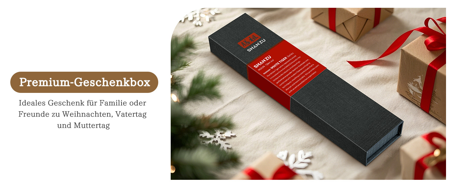 Набір кухонних ножів SHAN ZU Damast: професійний кухонний ніж шеф-кухаря 20 см, ніж для обробки овочів 18 см, з ручкою з акації, серія WHITE TIGER