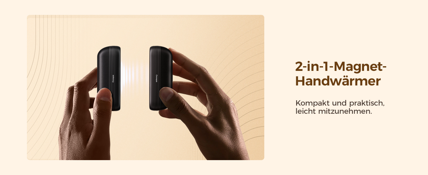 Грілки для рук OCOOPA UT2S Mini, 5200mAh, 2 шт. Магнітні електричні грілки для рук, багаторазові, для кемпінгу та активного відпочинку, подарунок
