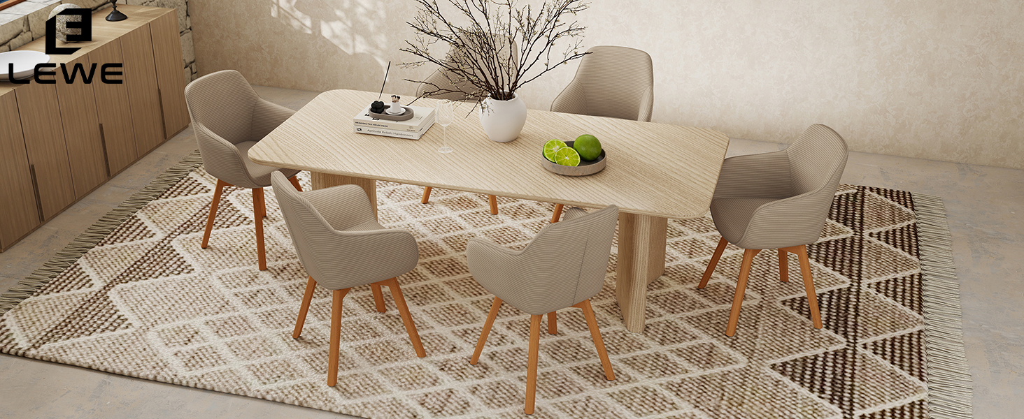 LEWE Комплект з 4 обертових стільців для їдальні з підлокітниками, 360° обертання, сучасна тканина Cord, стільці для кухні з дерев'яними ніжками та спинкою для вітальні, їдальні, спальні (Хакі, 4шт)