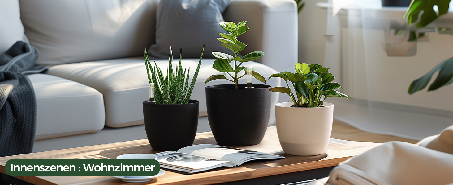 Набір горщиків для квітів T4U 15см з автополивом та індикатором рівня води, 4 шт. (білий, 22*21см)