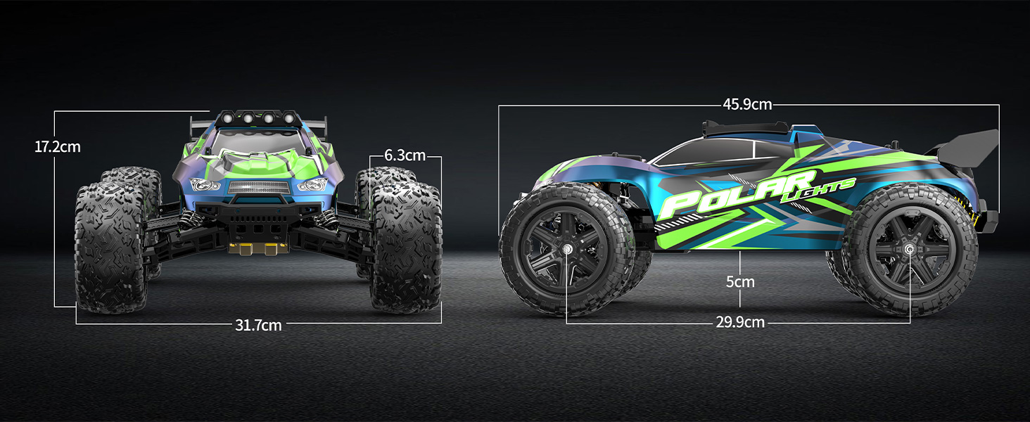 Радіокерований позашляховий електро-трак 1/10, 18 дюймів, 45+ км/год, 2 акумулятори 2600 mAh, для дорослих та дітей