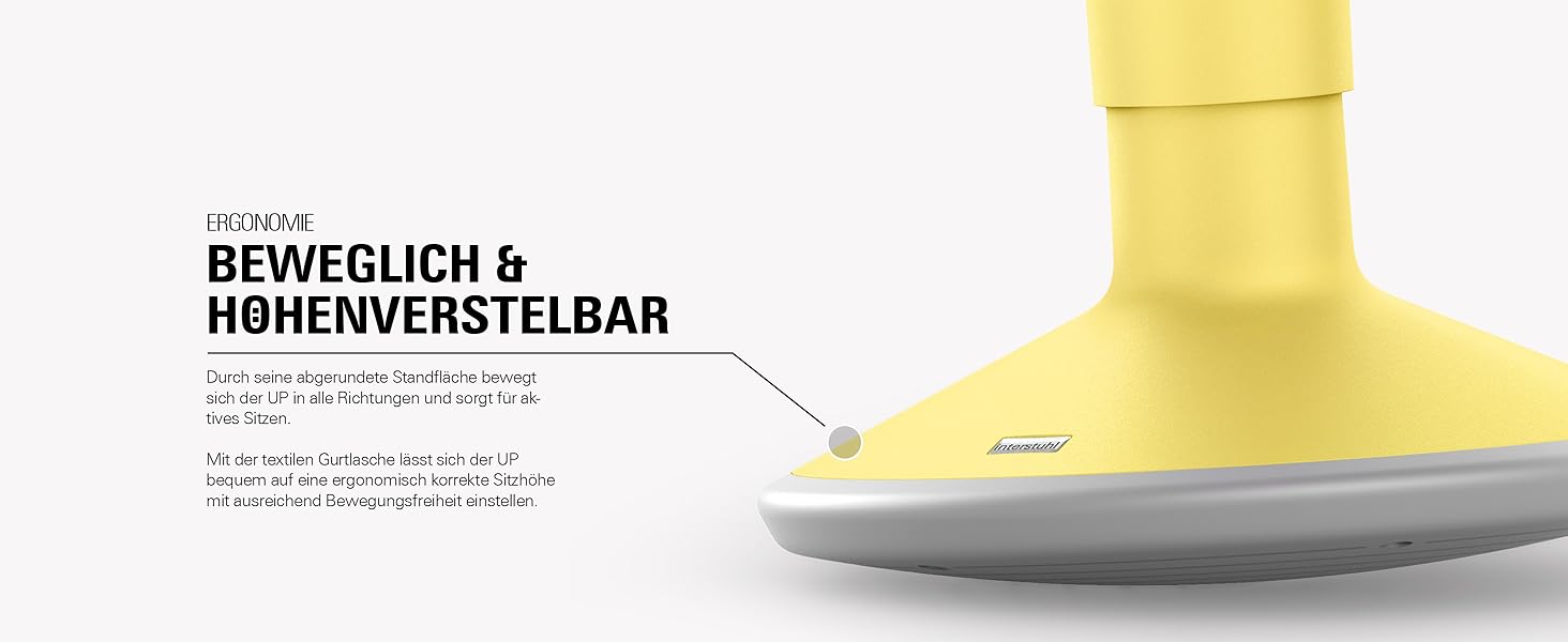 Interstuhl UPis1 - Ергономічний стілець-хокер з ефектом свингу, регульована висота, жовтий (UP Junior)