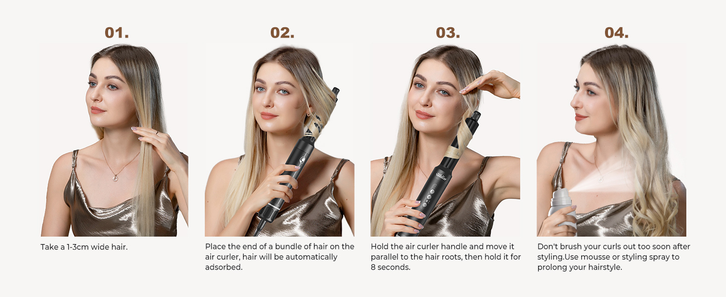 Hairstyler UKLISS Pro 7-в-1 з іонізацією: фен-щітка, кругла щітка, аеробраш для створення локонів (Чорний)