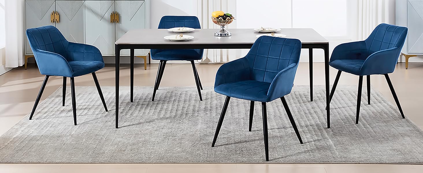 Стільці для обідньої кімнати WOLTU - 8 шт. Сучасні крісла з підлокітниками, з м'якою оббивкою з льону, металевий каркас (Темно-сірий)