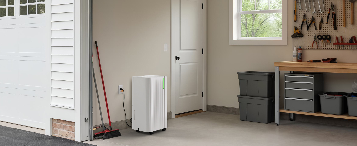 EUHOMY Електричний осушувач повітря для підвалу з відведенням води, тихий та економічний, з автоматичним розморожуванням, таймером, для квартири до 50 м² (12 л/день)