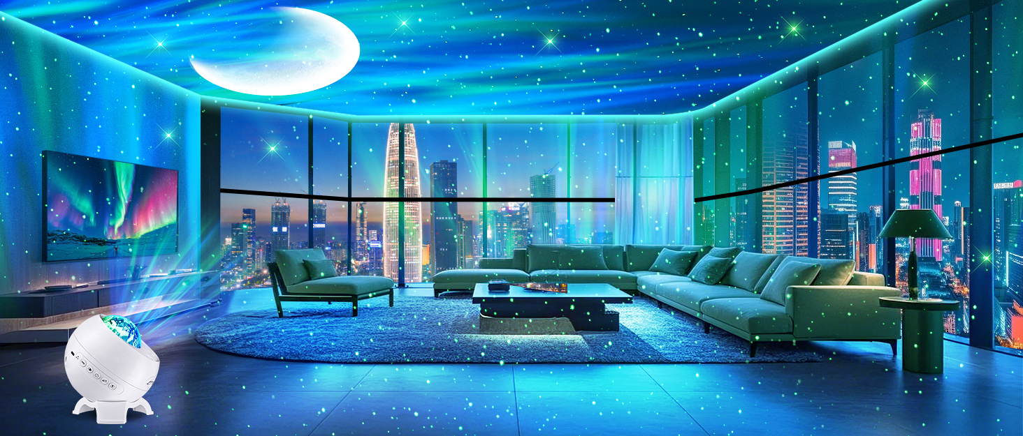 Проектор зоряного неба COOLNIGHT: лампа-нічник Aurora Galaxy з 180 режимами світла, білим шумом та Bluetooth, для дітей та дорослих, білий