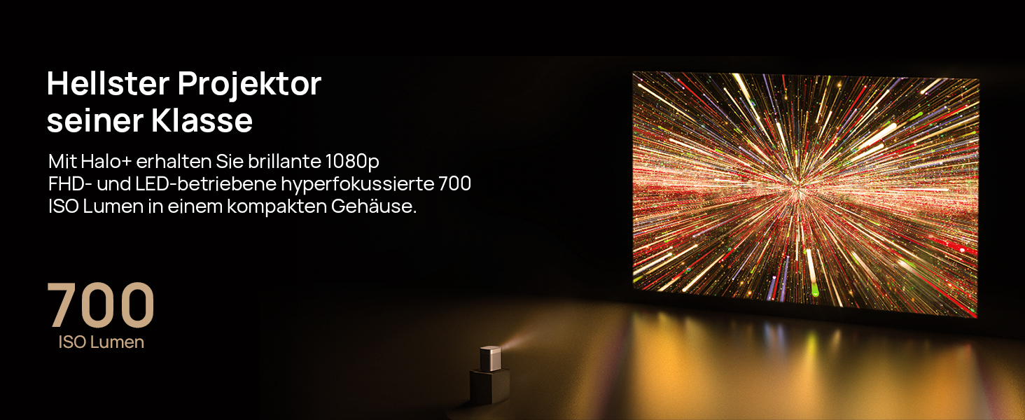 XGIMI Halo+ Mini: Портативний проєктор Full HD 1080p з Android TV, акумулятором 700 ISO Lumen, Harman Kardon, автофокусом, WiFi, Bluetooth та 3.5mm аудіо