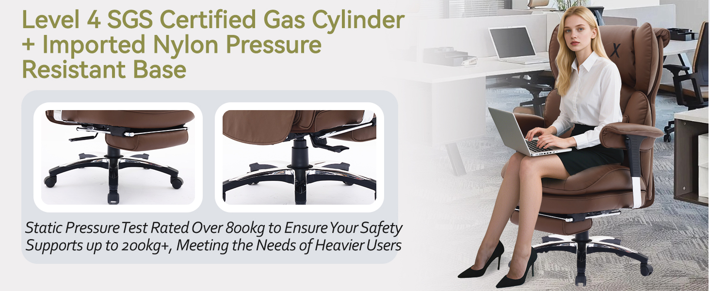 Ергономічне офісне крісло Efomao з PU шкіри для дому та офісу, 200 кг, з підставкою для ніг та підтримкою попереку, чорне