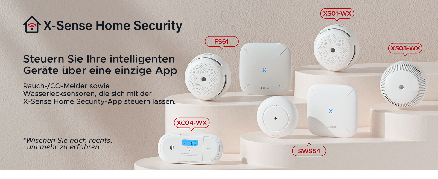 Датчик диму та монооксиду вуглецю X-Sense SC07-WX з Wi-Fi, з змінною батареєю, сумісний з додатком X-Sense Home Security, 1 шт. (набір 2 шт.)