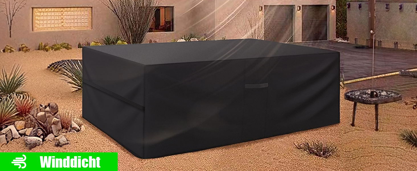 Водонепроникний чохол для садово-патіо меблів 600D Oxford, захист від вітру, пилу, UV-випромінювання (242x162x100 см)