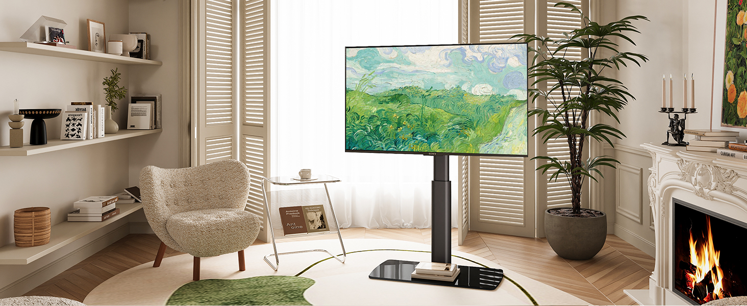 Універсальна підставка для телевізора FITUEYES 43-85'' до 50 кг, сумісна з плоскими та вигнутими TV, обертається, регулюється по висоті, VESA 600x400